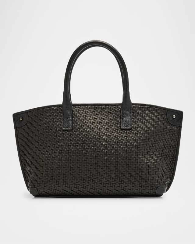Ai Little Check Braided Leather Top-Handle Bag